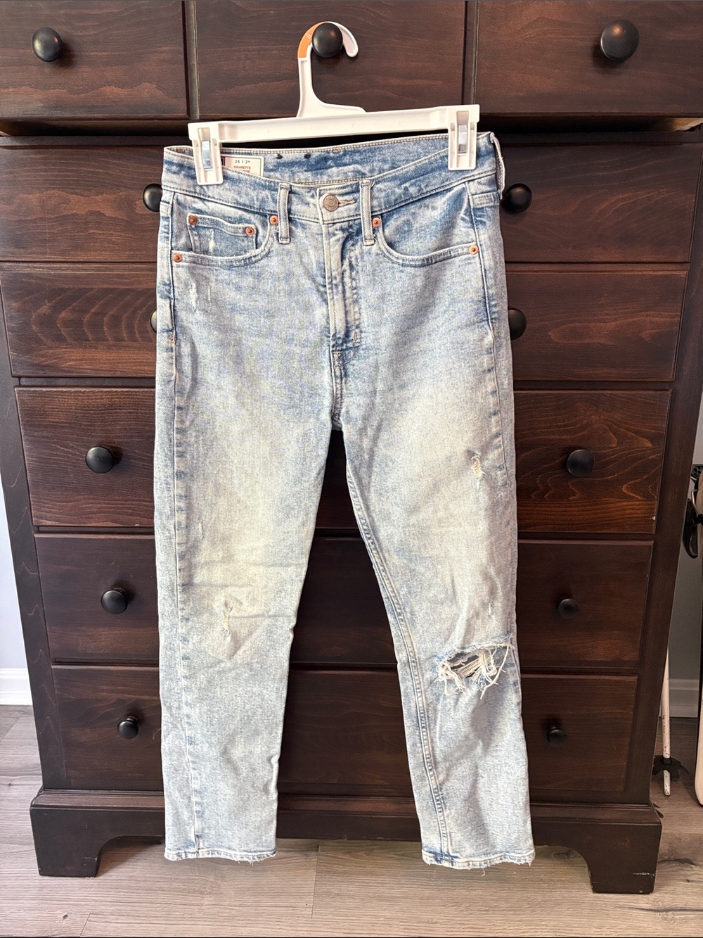 GAP Light Blue Ripped Cigarette High Rise Jeans